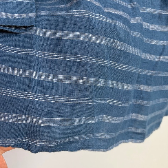 Habitat Linen Button Top Sz M White Blue Pin Striped Style 42511 Coastal Chic - Picture 16 of 16